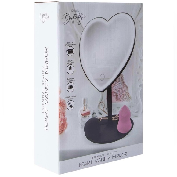 Heart-Shaped Black LED Vanity Mirror - Picture 2 of 3